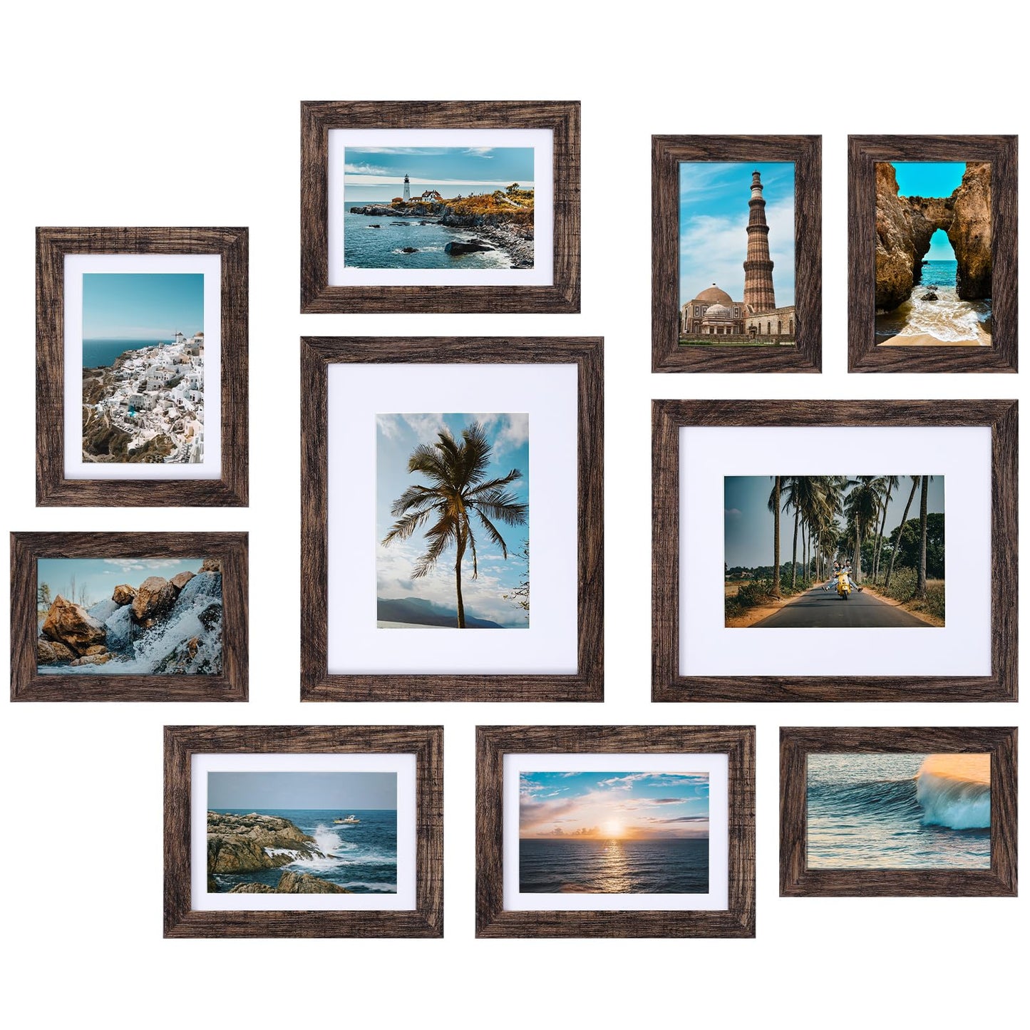 10 Pack Picture Frames Collage Wall Decor, Gallery Frame Set for Wall or Tabletop Display, Two 8x10, Four 5x7, and Four 4x6 Photo Frames