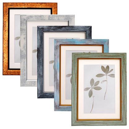 5×7 Picture Frame Set of 5,Vintage Photo Frame, Rustic Retro Picture Frame with Tempered Glass, Walls and Tabletop Placement