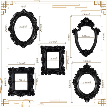 5 Pieces Vintage Resin Picture Frame Antique Photo Frames, Jewelry Display Frame DIY NO GLASS or BACKING