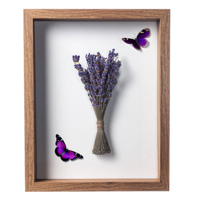 Wooden Shadow Box Frame – Display Case with Soft Felt Back, Memory Box with Tempered Glass, Elegant White Ball Push Pins