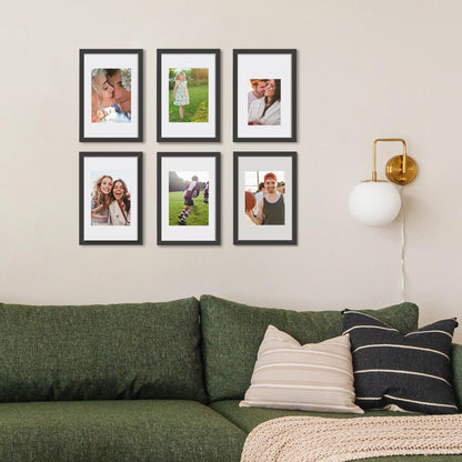 Picture Frame Set of 5, Display Pictures with Mat Without Mat, Wall Gallery Photo Frames