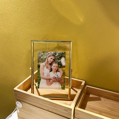 Gold Floating Frame Tabletop Shelf Photo Frames