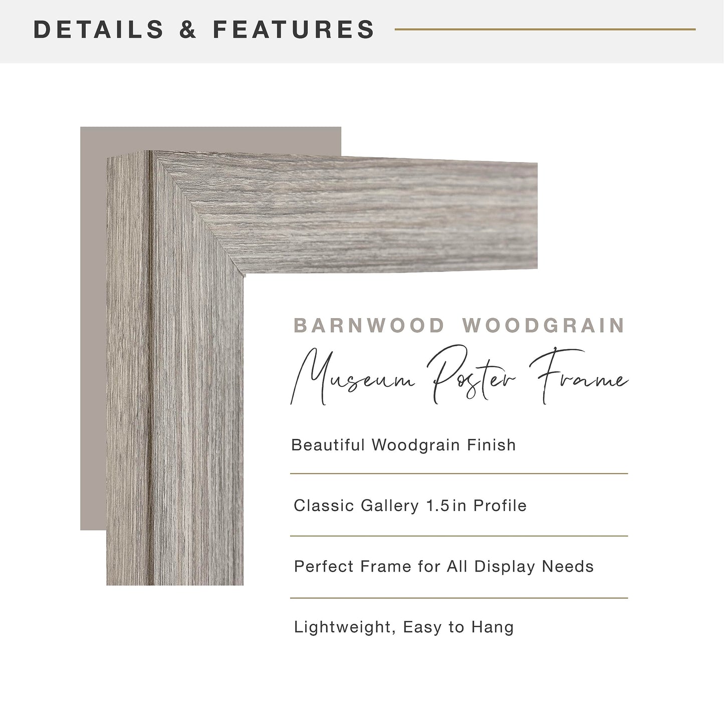 Museum Poster Frame Medium Oak, Vertical & Horizontal Wall Hanging Large Picture Frame for Photos, Posters & Art Prints