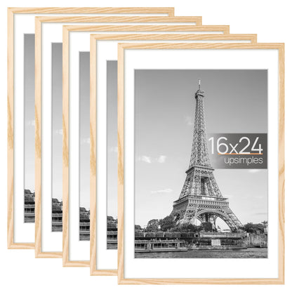 Picture Frame Set of 5, Display Pictures with Mat Without Mat, Wall Gallery Photo Frames