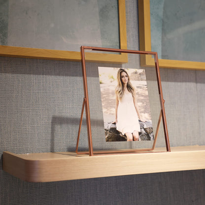 Gold Floating Frame Tabletop Shelf Photo Frames