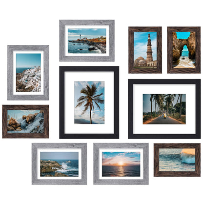 10 Pack Picture Frames Collage Wall Decor, Gallery Frame Set for Wall or Tabletop Display, Two 8x10, Four 5x7, and Four 4x6 Photo Frames