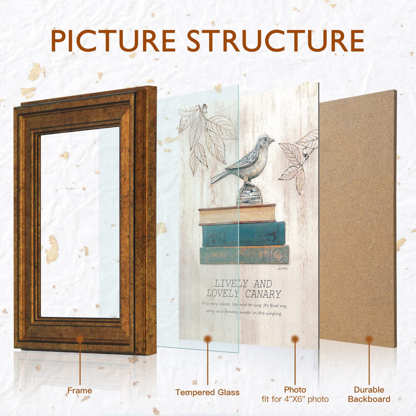 3 Pack Picture Frames Farmhouse Rustic Vintage Distressed Wood Grain Photo Frame with Tempered Glass for Table Top Display and Wall Hanging