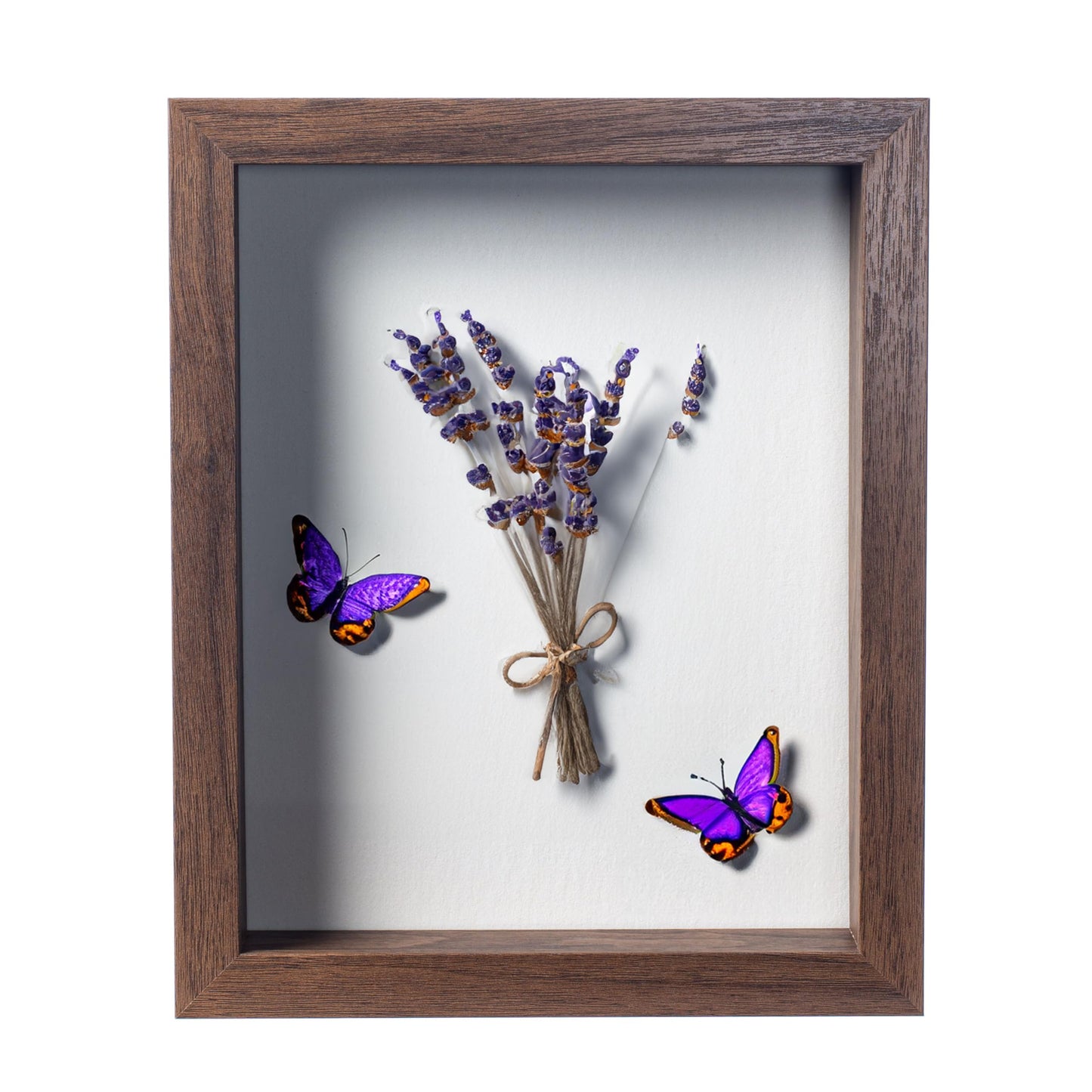 Wooden Shadow Box Frame – Display Case with Soft Felt Back, Memory Box with Tempered Glass, Elegant White Ball Push Pins