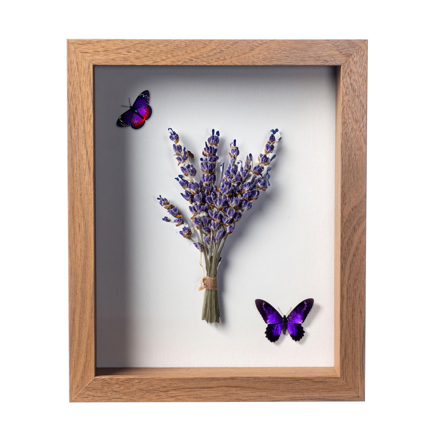 Wooden Shadow Box Frame – Display Case with Soft Felt Back, Memory Box with Tempered Glass, Elegant White Ball Push Pins