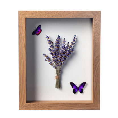 Wooden Shadow Box Frame – Display Case with Soft Felt Back, Memory Box with Tempered Glass, Elegant White Ball Push Pins