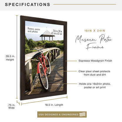 Museum Poster Frame Medium Oak, Vertical & Horizontal Wall Hanging Large Picture Frame for Photos, Posters & Art Prints