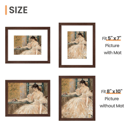 Picture Frame Set of 5, Display Pictures with Mat Without Mat, Wall Gallery Photo Frames