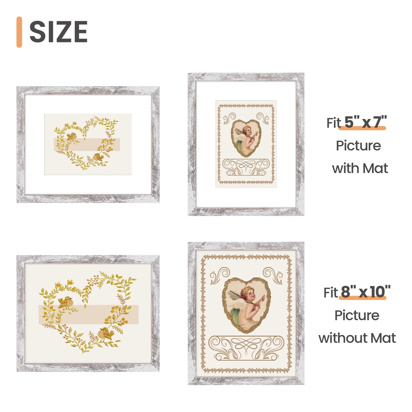 Picture Frame, Display Pictures with Mat or Without Mat, Wall Hanging Photo Frame