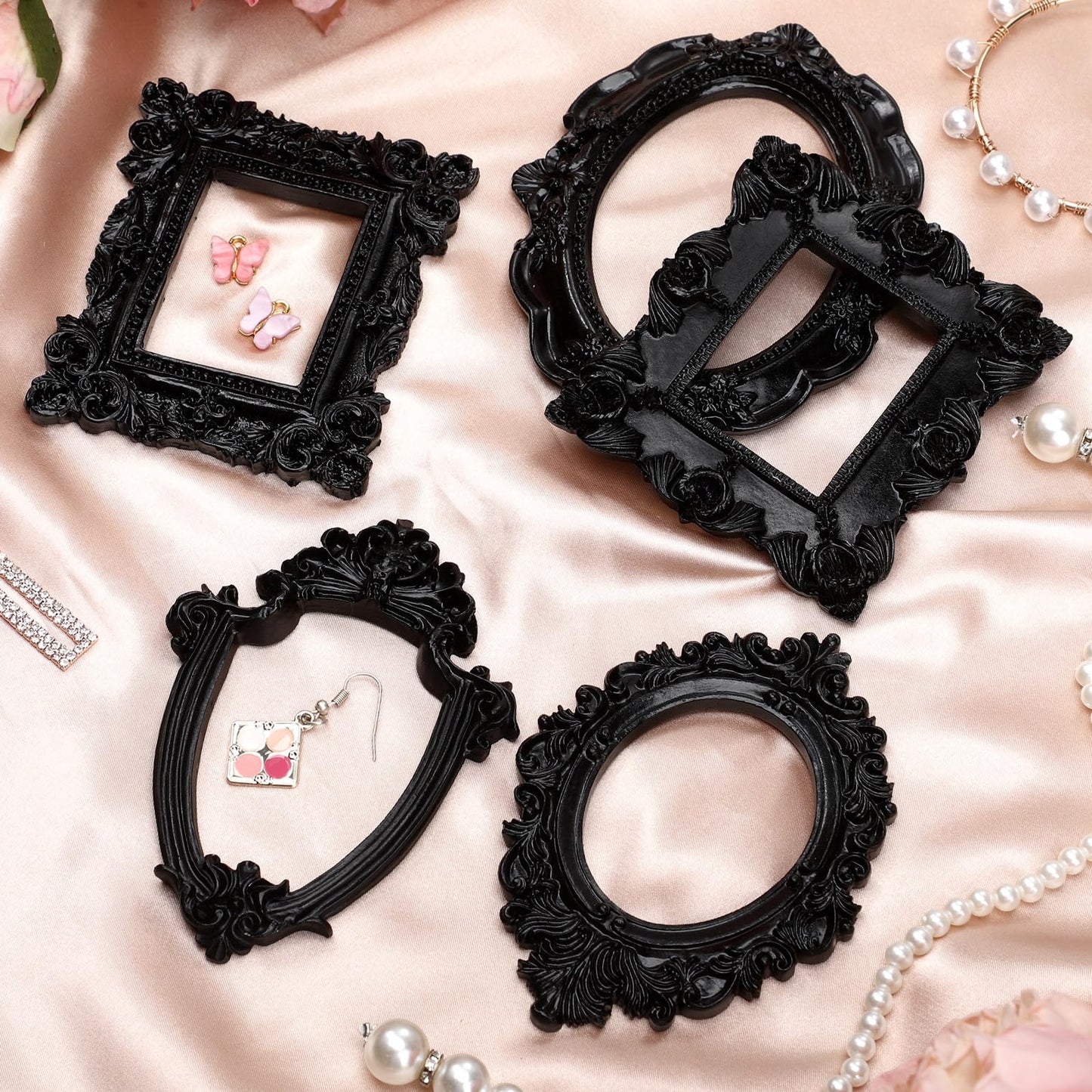 5 Pieces Vintage Resin Picture Frame Antique Photo Frames, Jewelry Display Frame DIY NO GLASS or BACKING