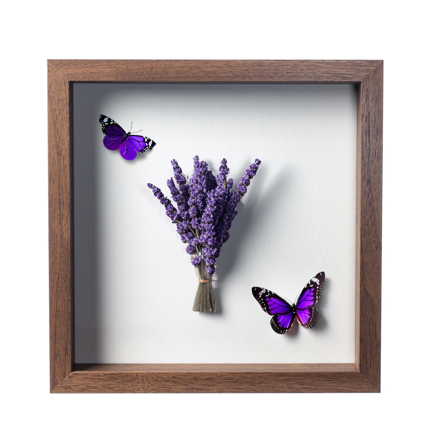 Wooden Shadow Box Frame – Display Case with Soft Felt Back, Memory Box with Tempered Glass, Elegant White Ball Push Pins