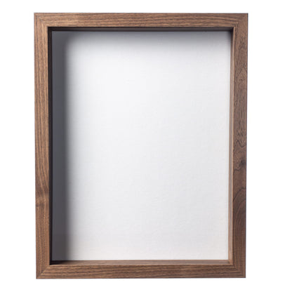 Wooden Shadow Box Frame – Display Case with Soft Felt Back, Memory Box with Tempered Glass, Elegant White Ball Push Pins