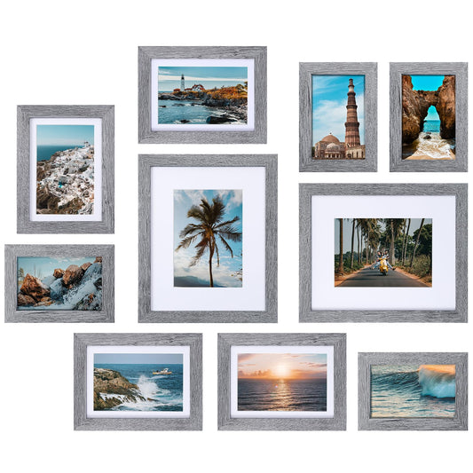 10 Pack Picture Frames Collage Wall Decor, Gallery Frame Set for Wall or Tabletop Display, Two 8x10, Four 5x7, and Four 4x6 Photo Frames