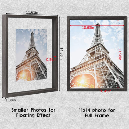 Floating Frame Set of 2, Double Glass Rustic Photo Frame for Wall Hanging or Tabletop, Display 4x6 or 3x5 Photo for Floating Effect