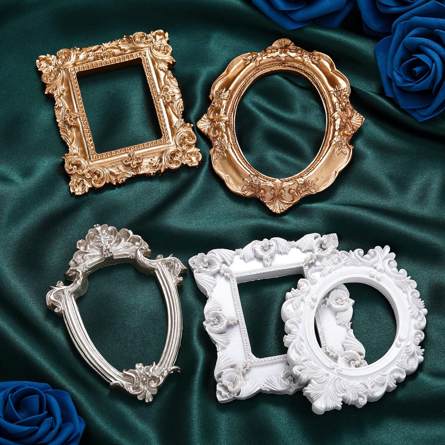 5 Pieces Vintage Resin Picture Frame Antique Photo Frames, Jewelry Display Frame DIY NO GLASS or BACKING