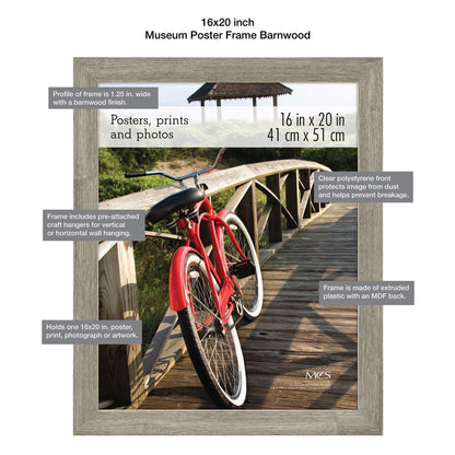 Museum Poster Frame Medium Oak, Vertical & Horizontal Wall Hanging Large Picture Frame for Photos, Posters & Art Prints