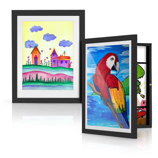 2-Pack Changeable Kids Artwork Frame with Storage - 10x12 Inch, Front-Opening Design, Fits 8.5x11