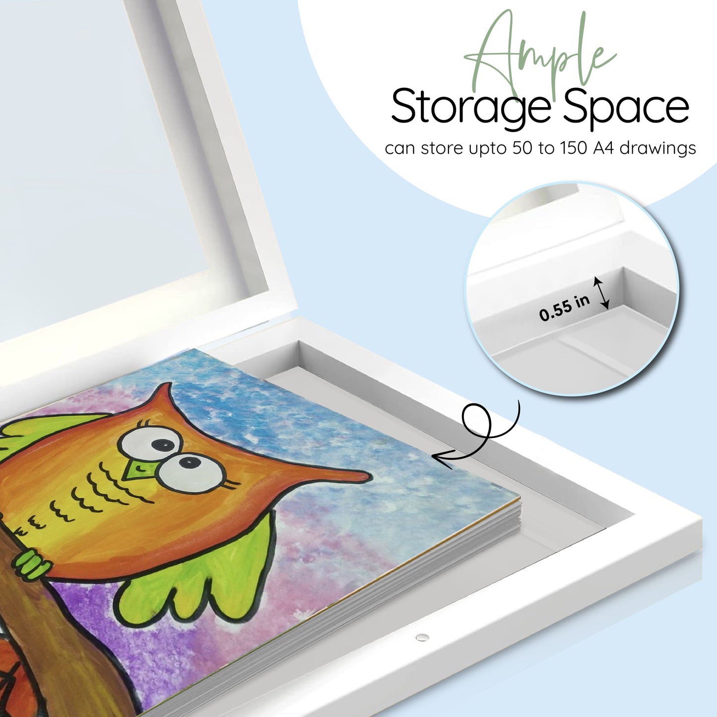 2-Pack Changeable Kids Artwork Frame with Storage - 10x12 Inch, Front-Opening Design, Fits 8.5x11