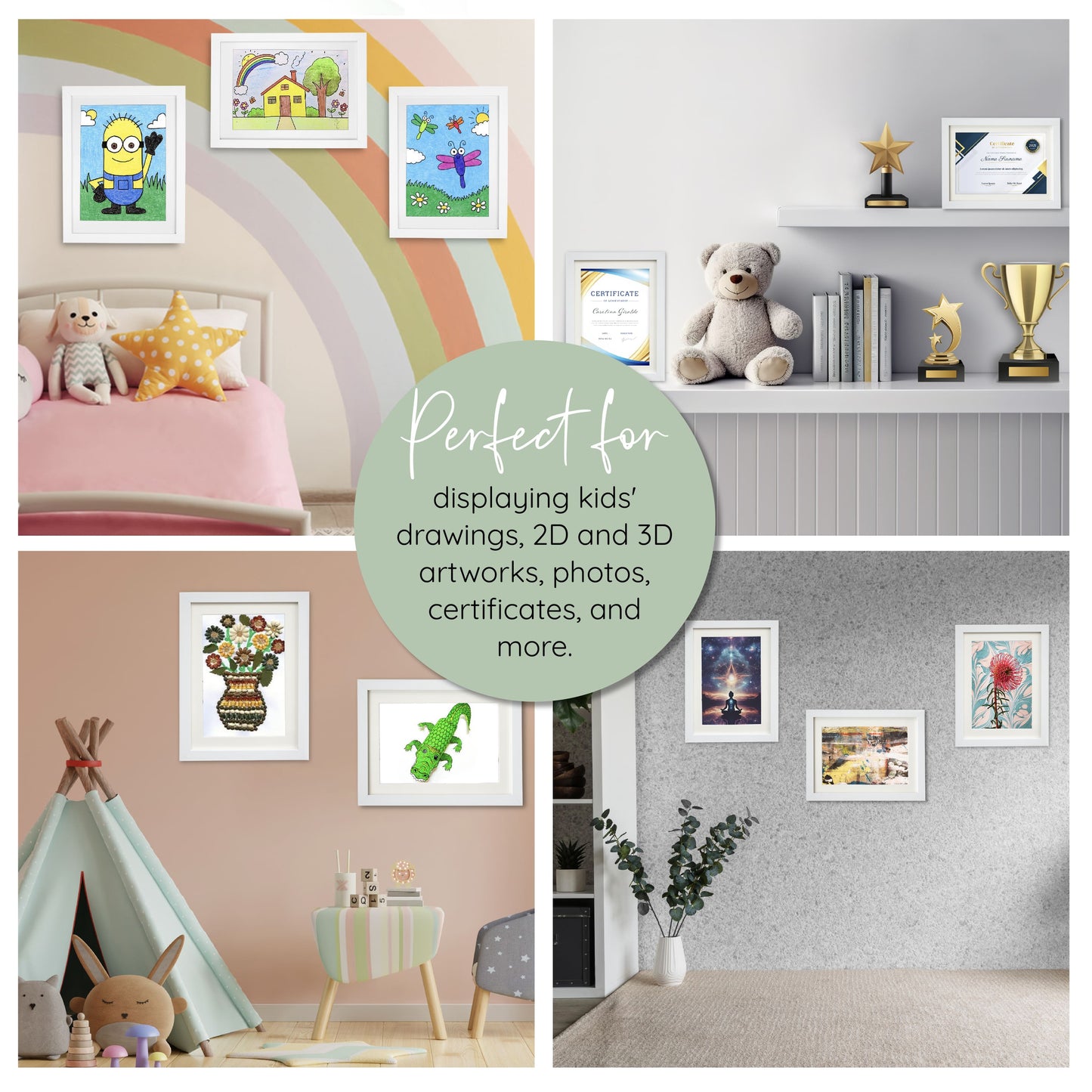 2-Pack Changeable Kids Artwork Frame with Storage - 10x12 Inch, Front-Opening Design, Fits 8.5x11